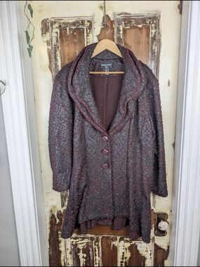 Frank Lyman Plus Textured Sequin Statement Jacket Size 22 Sculptural Collar